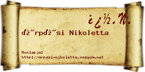 Árpási Nikoletta névjegykártya